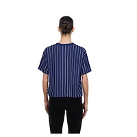 Women's New Era  Navy Los Angeles Dodgers City Connect Throwback Meshback Pinstripe Boxy T-Shirt