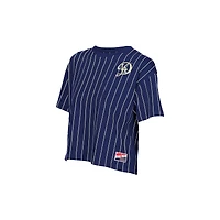 Women's New Era  Navy Los Angeles Dodgers City Connect Throwback Meshback Pinstripe Boxy T-Shirt