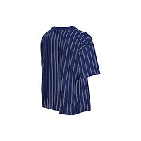 T-shirt New Era City Connect rétro à rayures et dos en maille, coupe carrée, bleu marine, pour femme