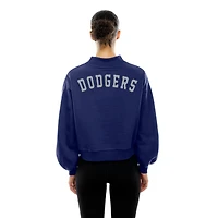 Sweat-shirt à manches ballon et col montant bleu marine New Era pour femme des Dodgers de Los Angeles