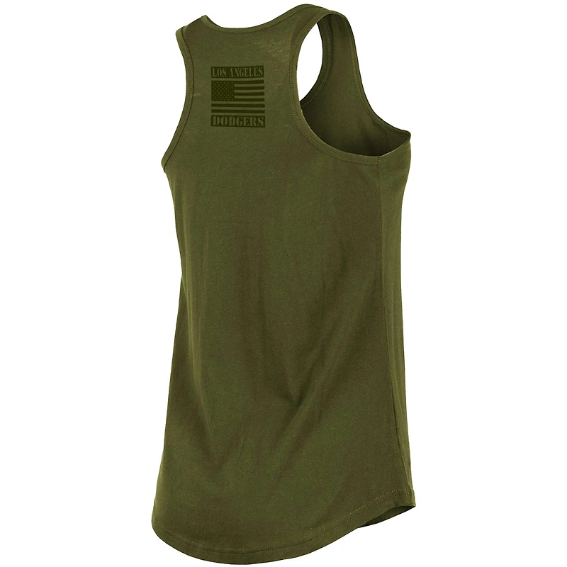 Women's New Era Olive 2023 Los Angeles Dodgers Armed Forces Day Racerback Tank Top
