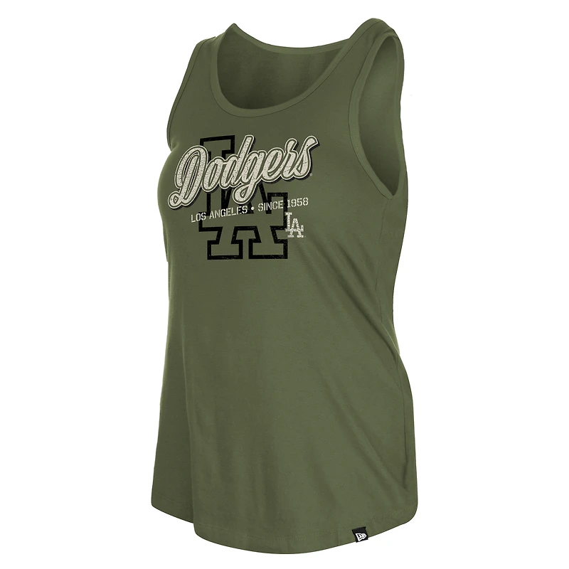 Women's New Era Olive Los Angeles Dodgers 2026 Armed Forces Day Tank Top