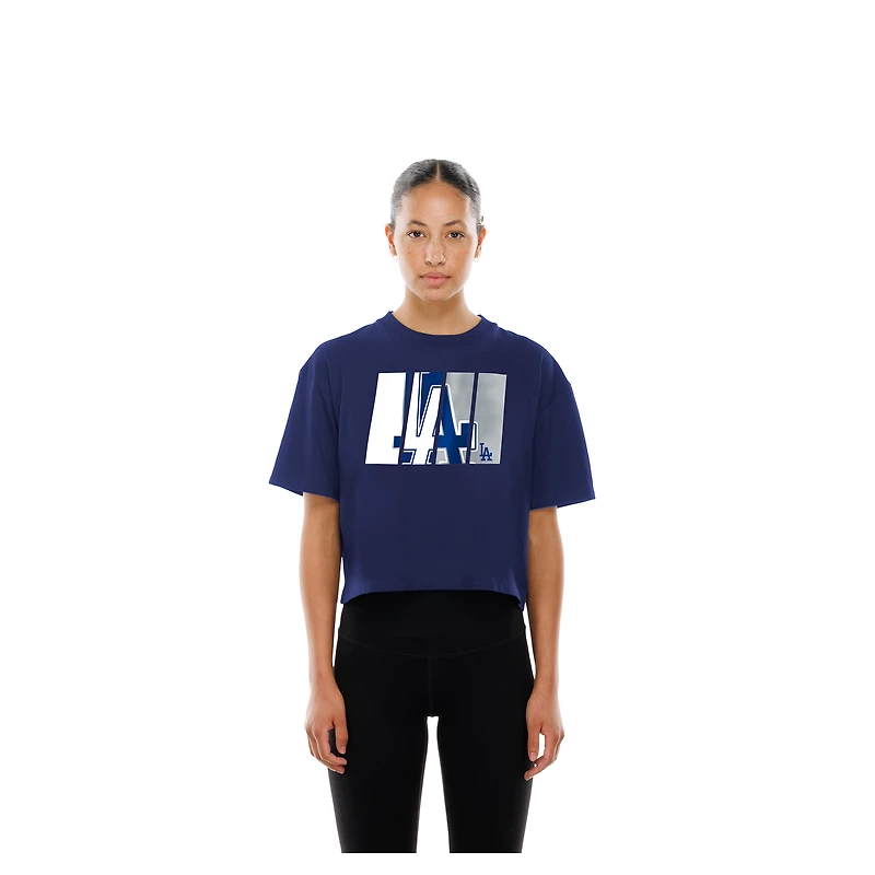 T-shirt New Era Royal Los Angeles Dodgers Boxy Foil Logo pour femme
