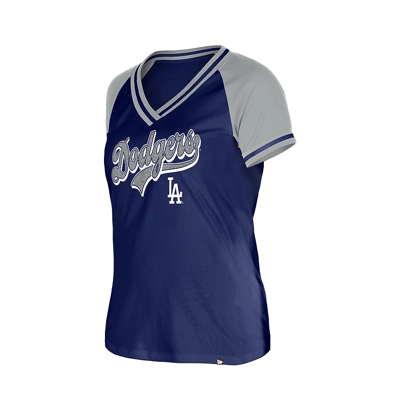 T-shirt à col en V New Era Royal Los Angeles Dodgers pour femmes
