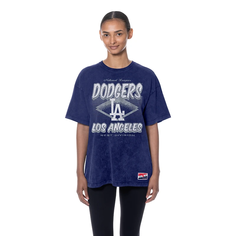 T-shirt oversize délavé minéral New Era Royal Los Angeles Dodgers pour femme