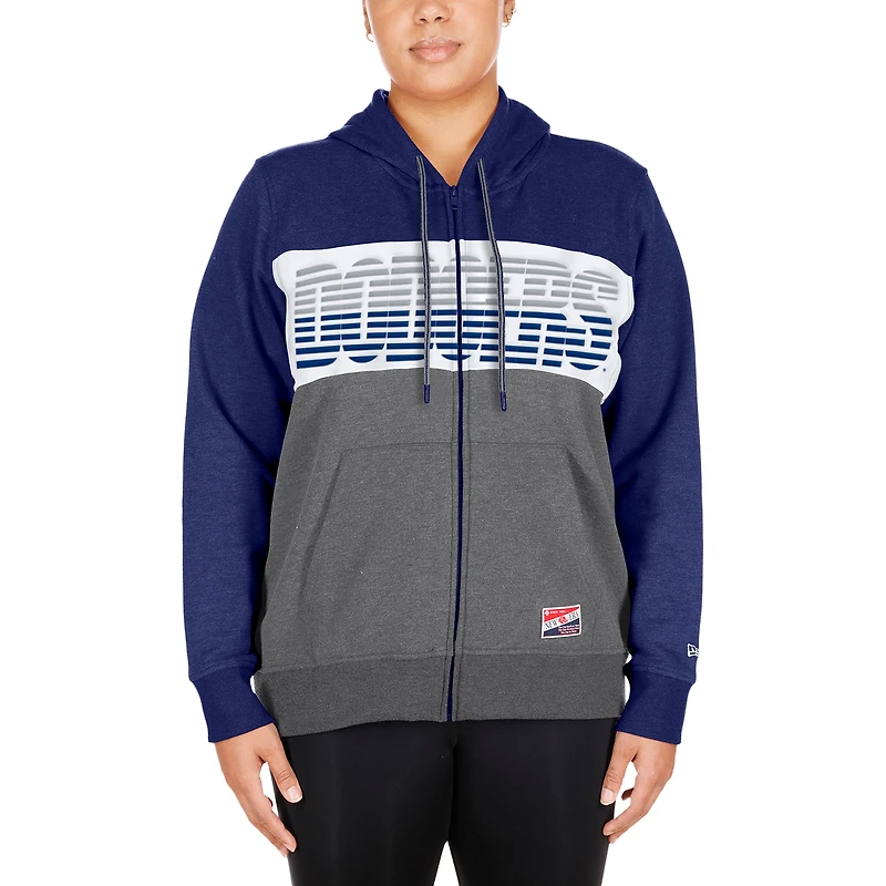 Sweat à capuche entièrement zippé New Era Royal Los Angeles Dodgers pour femme, taille Plus