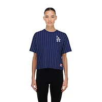 T-shirt New Era Royal Los Angeles Dodgers Throwback Meshback à rayures carrées pour femmes