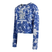 Women's New Era Royal Los Angeles Dodgers Tie-Dye Cropped Long Sleeve T-Shirt