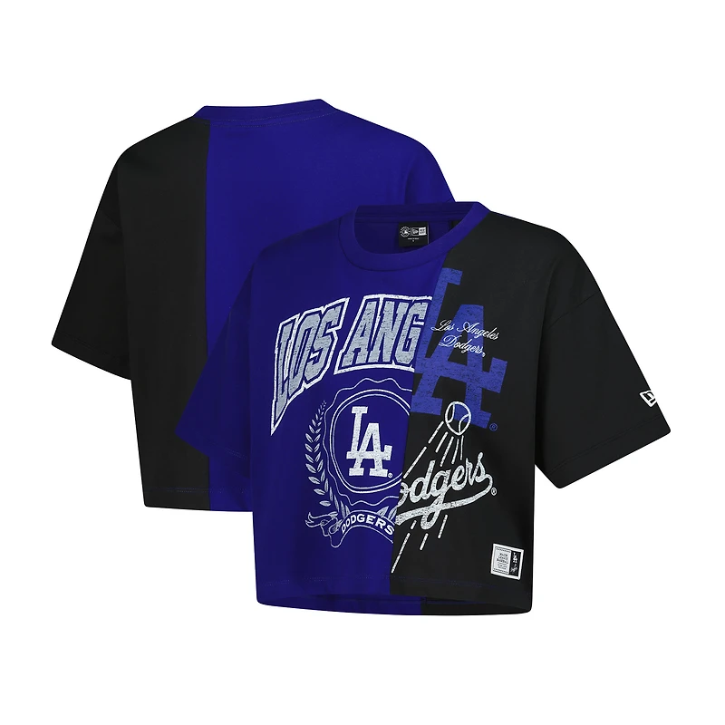 T-shirt court boxy recyclé à blocs de couleurs pour femme New Era Royal Los Angeles Dodgers