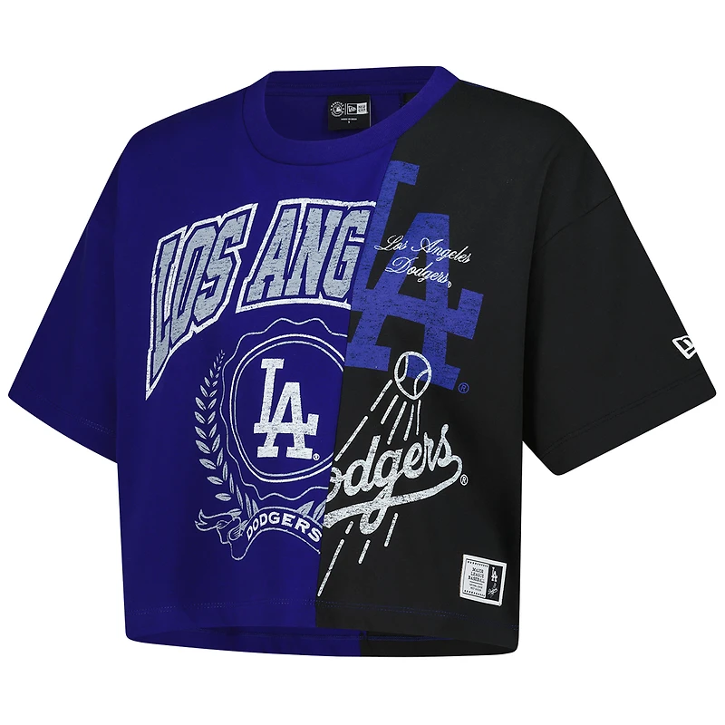 T-shirt court boxy recyclé à blocs de couleurs pour femme New Era Royal Los Angeles Dodgers