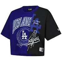 T-shirt court boxy recyclé à blocs de couleurs pour femme New Era Royal Los Angeles Dodgers