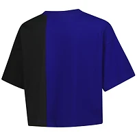 Women's New Era Royal Los Angeles Dodgers Upcycled Colorblocked Boxy Cropped T-Shirt