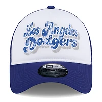 Women's New Era White/Royal Los Angeles Dodgers Throwback Team Foam Front A-Frame Trucker 9FORTY Adjustable Hat
