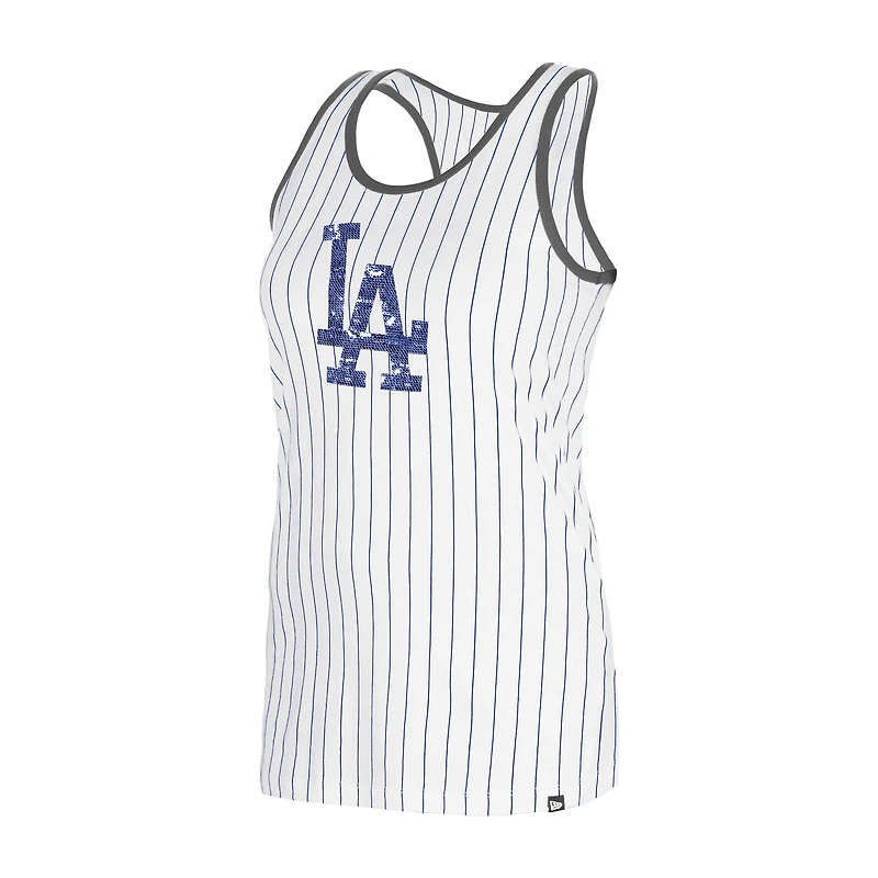 Débardeur à fines rayures Gameday des Los Angeles Dodgers New Era blanc pour femme