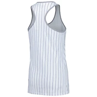 Women's New Era White Los Angeles Dodgers Sequin Pinstripe Racerback Tank Top