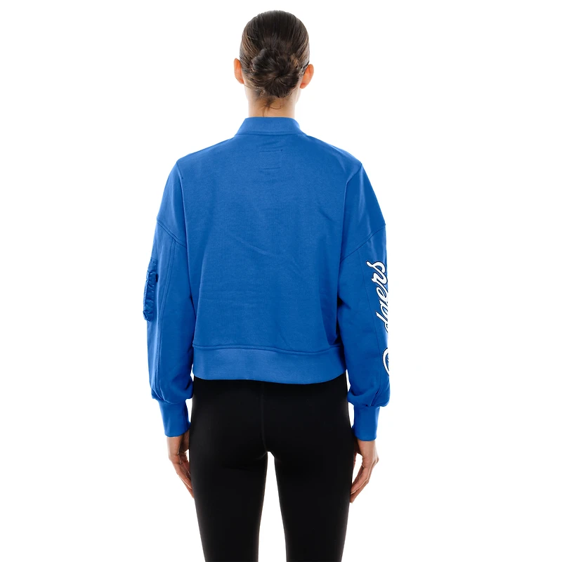 Women's New Era x Alpha Industries Royal Los Angeles Dodgers Cropped Full-Zip Jacket