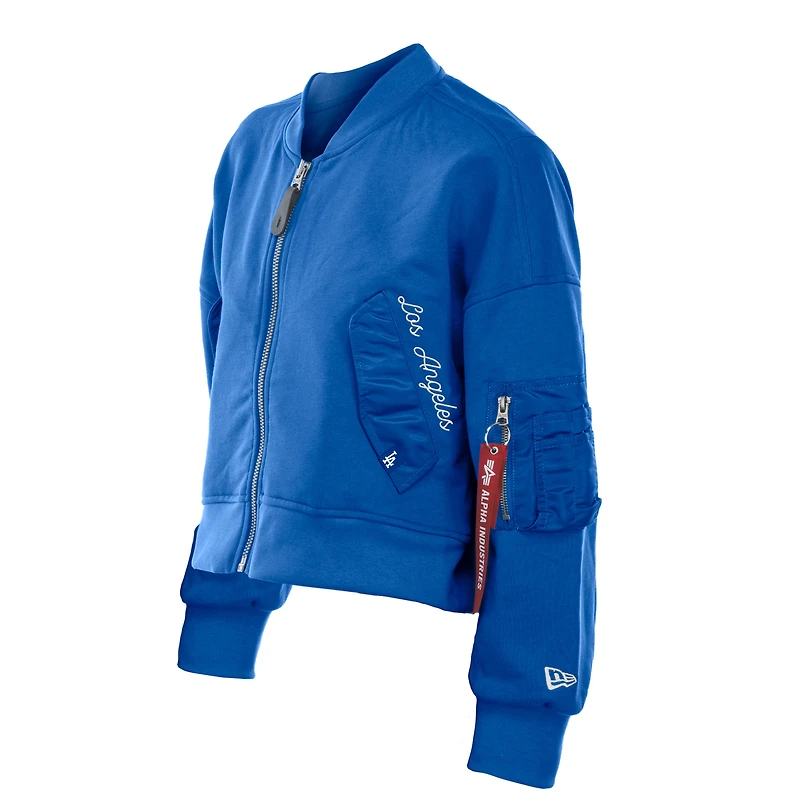 Women's New Era x Alpha Industries Royal Los Angeles Dodgers Cropped Full-Zip Jacket