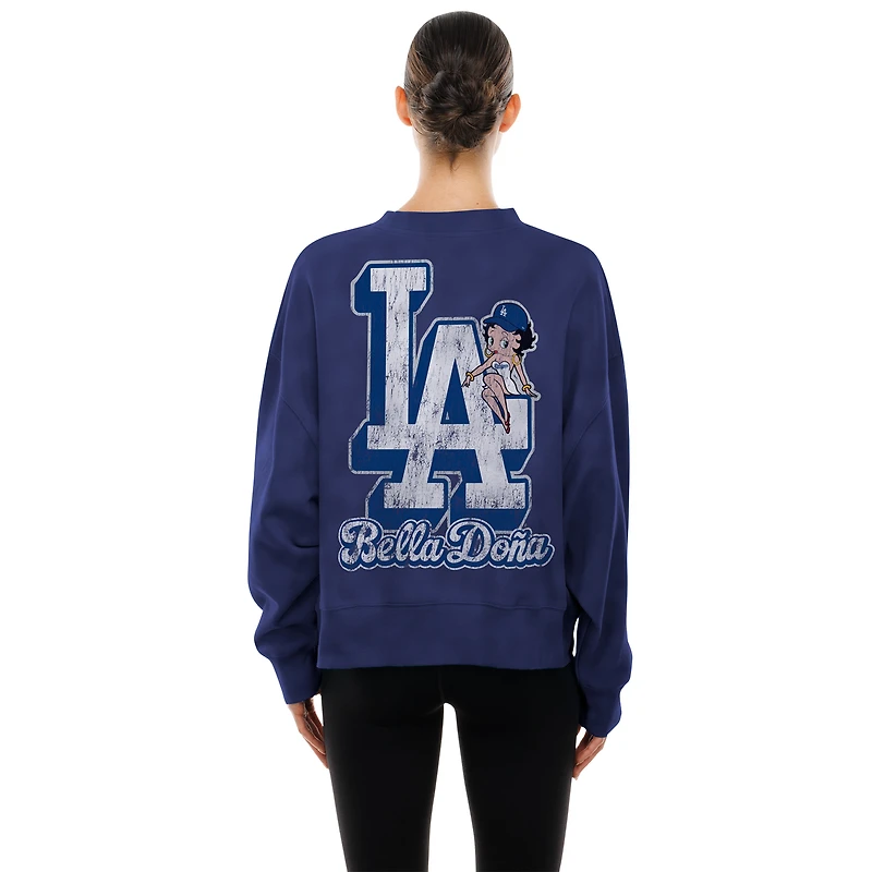 Women's New Era x Bella Doña  Dark Blue Los Angeles Dodgers Betty Boop Sweatshirt