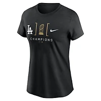 Women's Nike Black Los Angeles Dodgers 2024 World Series Champions Lockup T-Shirt