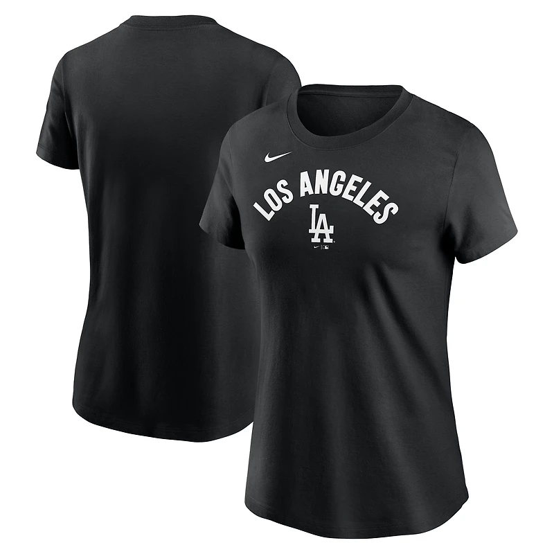T-shirt Nike noir pour femme avec nom d'équipe arqué des Los Angeles Dodgers