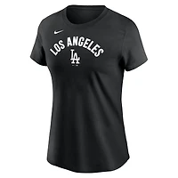 T-shirt Nike noir pour femme avec nom d'équipe arqué des Los Angeles Dodgers