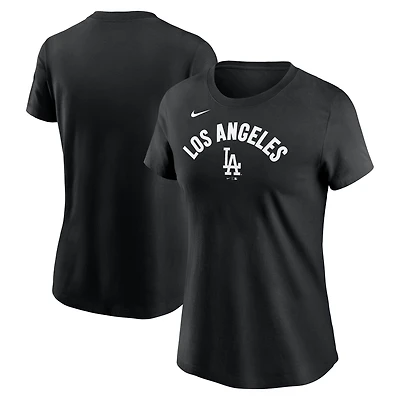 T-shirt Nike noir pour femme avec nom d'équipe arqué des Los Angeles Dodgers