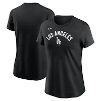 T-shirt Nike noir pour femme avec nom d'équipe arqué des Los Angeles Dodgers