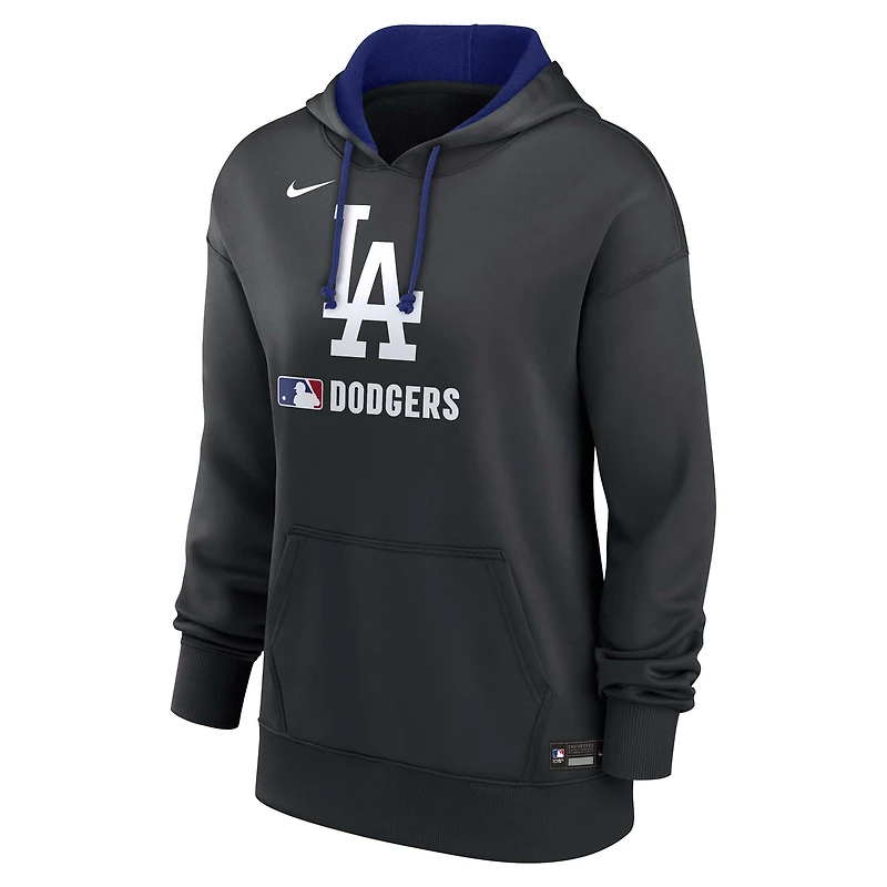 Sweat à capuche Nike Therma noir authentique des Los Angeles Dodgers pour femme