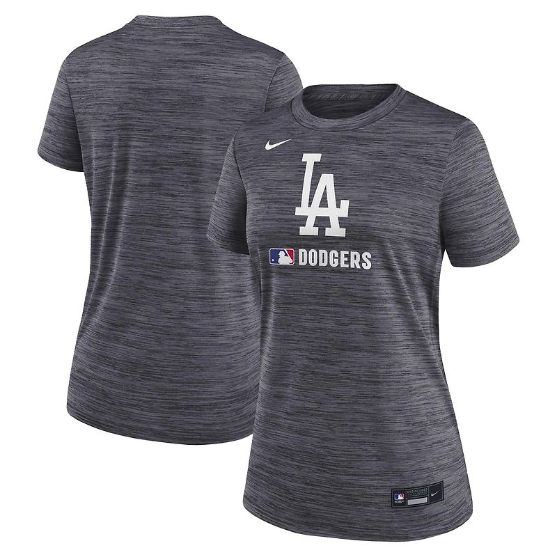 T-shirt Nike noir pour femme, collection authentique des Los Angeles Dodgers, Velocity Dri-FIT