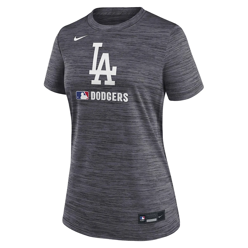 T-shirt Nike noir pour femme, collection authentique des Los Angeles Dodgers, Velocity Dri-FIT