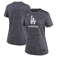 T-shirt Nike noir pour femme, collection authentique des Los Angeles Dodgers, Velocity Dri-FIT