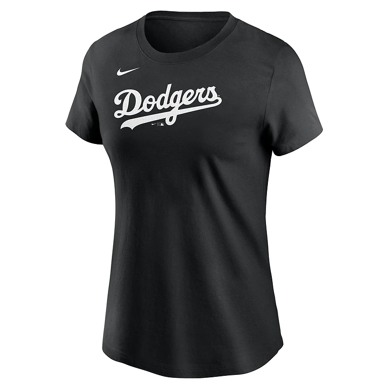 T-shirt Nike noir pour femme avec logo Fuse des Los Angeles Dodgers