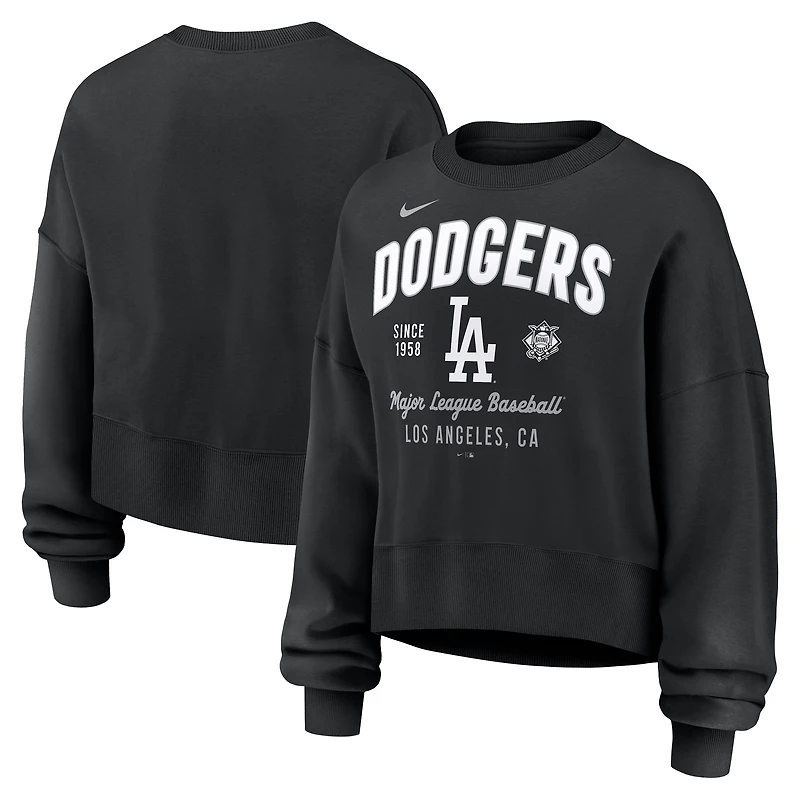 Sweat-shirt Nike noir surdimensionné à taille haute pour femme des Dodgers de Los Angeles
