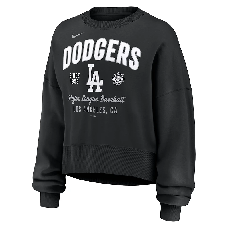 Sweat-shirt Nike noir surdimensionné à taille haute pour femme des Dodgers de Los Angeles