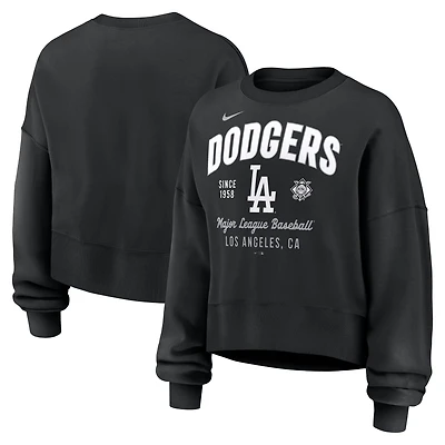 Sweat-shirt Nike noir surdimensionné à taille haute pour femme des Dodgers de Los Angeles