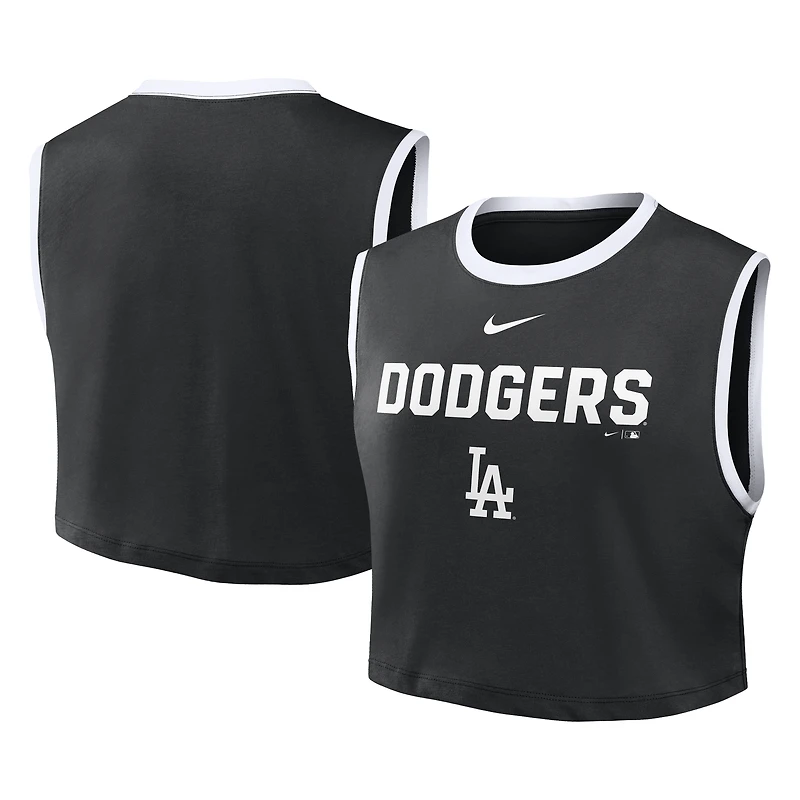 Débardeur court Nike noir Los Angeles Dodgers Primetime pour femme, coupe ample, technologie Dri-FIT