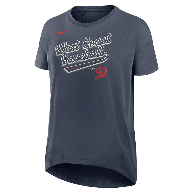 Women's Nike Charcoal Los Angeles Dodgers 2025 City Connect Flowy Fashion Tri-Blend Dri-FIT T-Shirt