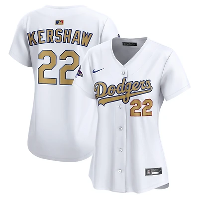 Women's Nike Clayton Kershaw White Los Angeles Dodgers 2025 Gold Collection Limited Jersey