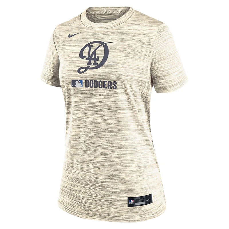Women's Nike Cream Los Angeles Dodgers Authentic Collection City Connect Velocity Performance T-Shirt