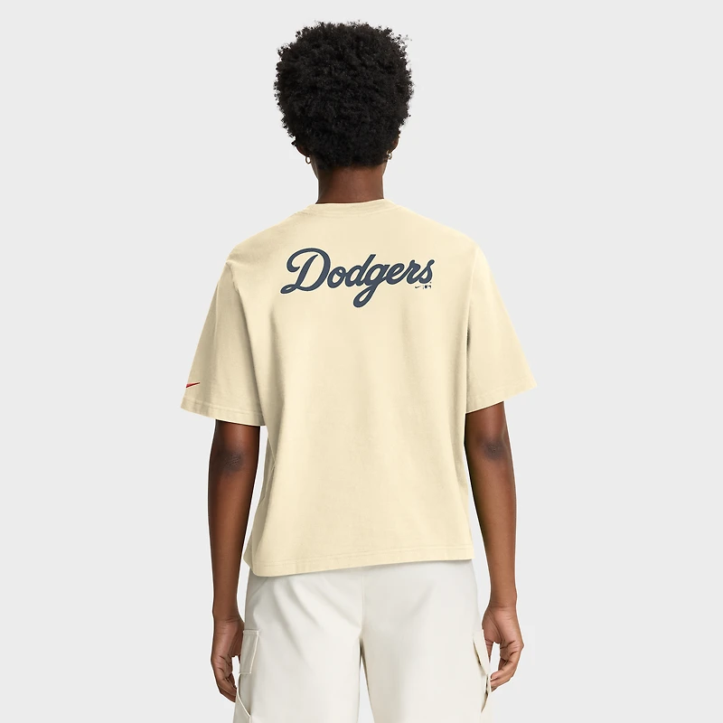 Women's Nike Cream Los Angeles Dodgers City Connect Pocket Boxy T-Shirt