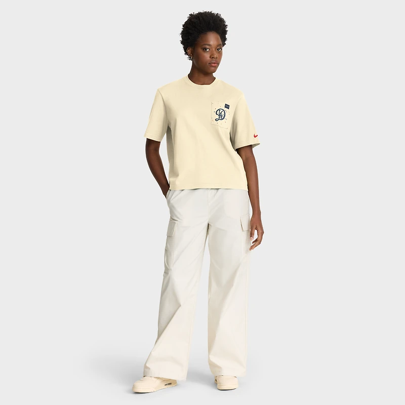Women's Nike Cream Los Angeles Dodgers City Connect Pocket Boxy T-Shirt