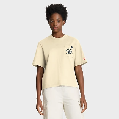 Women's Nike Cream Los Angeles Dodgers City Connect Pocket Boxy T-Shirt
