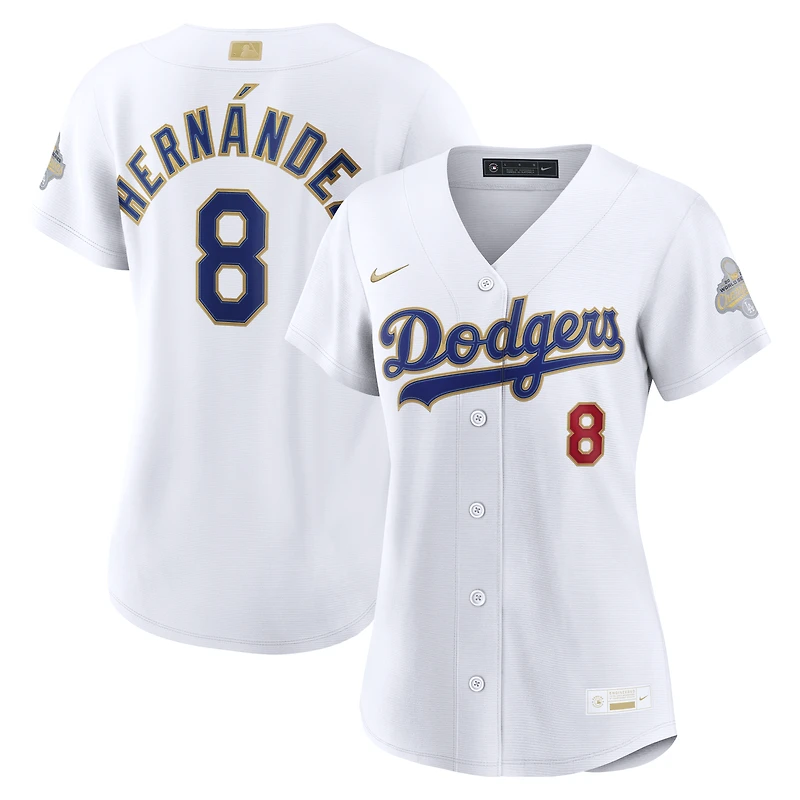 Maillot de stade Nike Enrique Hernández blanc Los Angeles Dodgers Collection Or 2026 pour femme