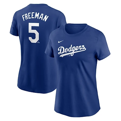 Women's Nike Freddie Freeman Royal Los Angeles Dodgers Cooperstown Collection Fuse Name & Number T-Shirt