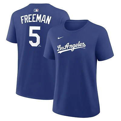 Women's Nike Freddie Freeman Royal Los Angeles Dodgers Name & Number T-Shirt