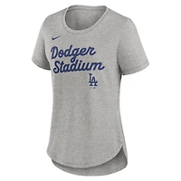 T-shirt Nike gris chiné pour femme avec inscription Los Angeles Dodgers Tri-Blend