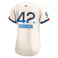 Maillot Nike Jackie Robinson crème pour femme des Dodgers de Los Angeles City Connect, édition limitée, à la retraite