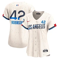 Maillot Nike Jackie Robinson crème pour femme des Dodgers de Los Angeles City Connect, édition limitée, à la retraite