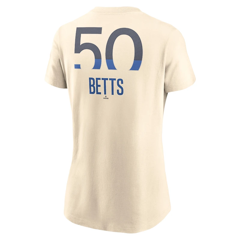 T-shirt avec nom et numéro Nike Mookie Betts pour femme, bleu marine, Los Angeles Dodgers 2024 City Connect Fuse