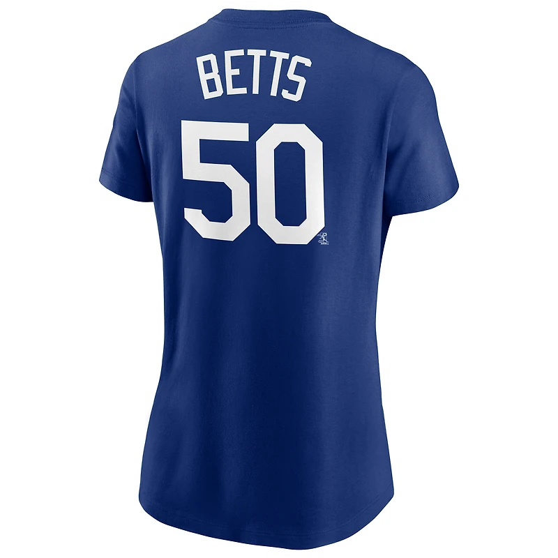 T-shirt avec nom et numéro Nike Mookie Betts Royal Los Angeles Dodgers pour femme